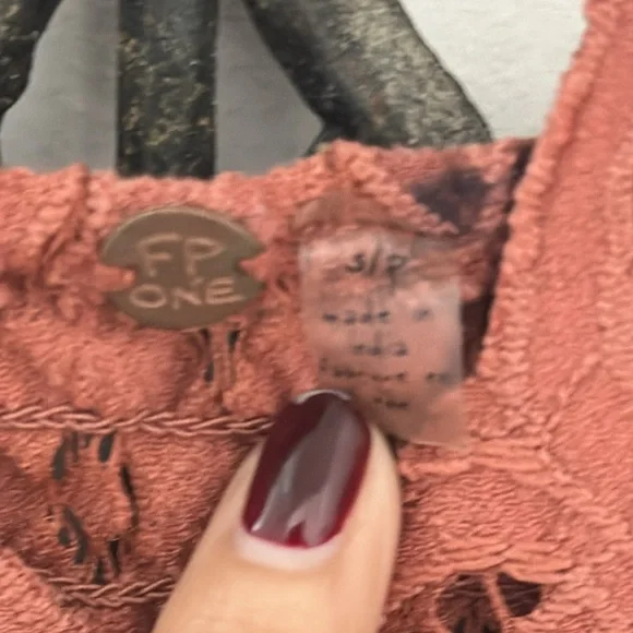 FREE PEOPLE Adella Lace Bralette Crinkle Lined Maxi Dress in Copper Brown Sz S. - Picture 11 of 16